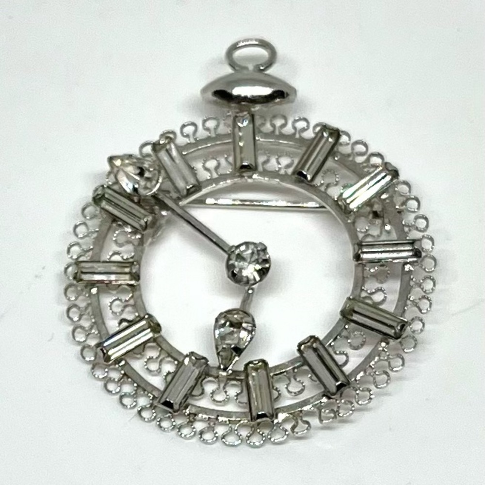 Vintage Sterling Star-Art Clock Brooch/Pendant